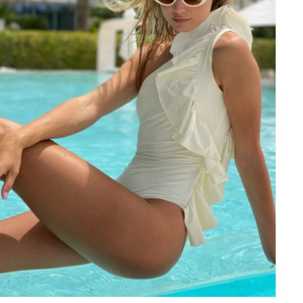 Paper London Ruffle One shoulder one piece swimsuit